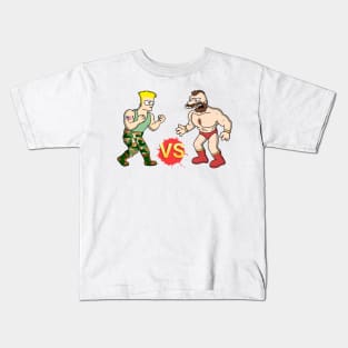 Street Fighter Guile vs Zangief Fight! Kids T-Shirt